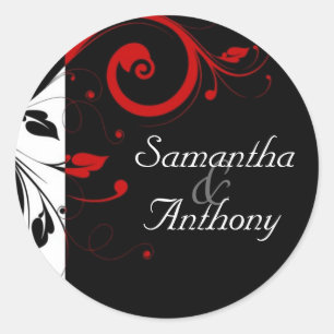 Black, White, Red Swirl Matching Envelope Seal
