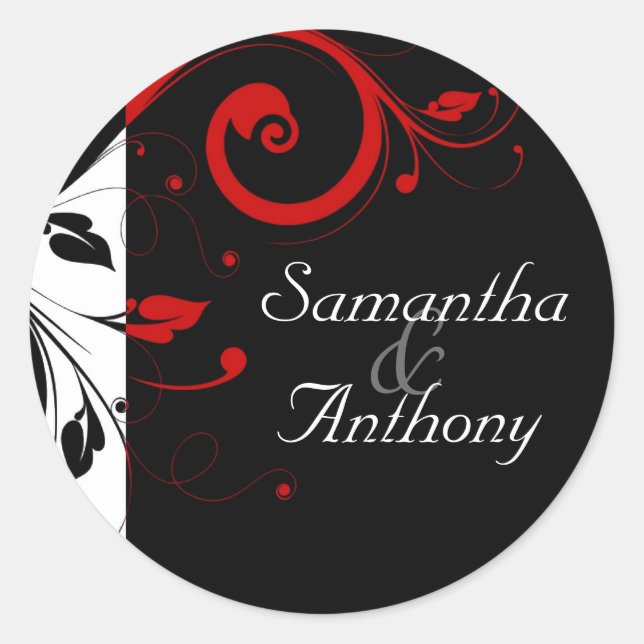 Black, White, Red Swirl Matching Envelope Seal (Front)