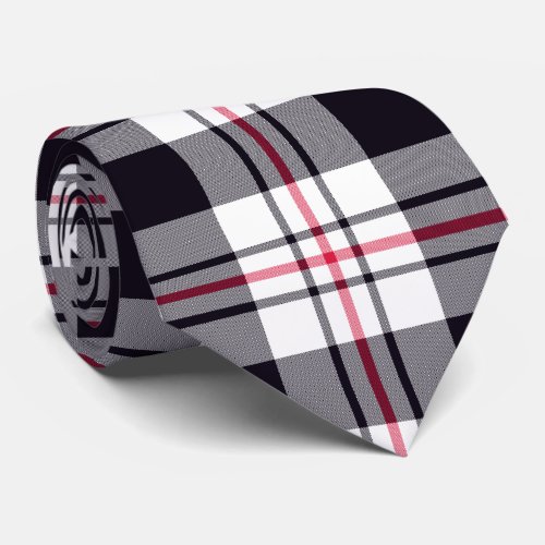 Black White Red Tartan Pattern Neck Tie
