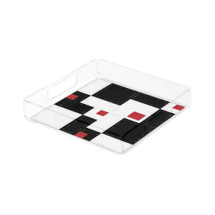 Black White Red Vintage Modern Acrylic Tray