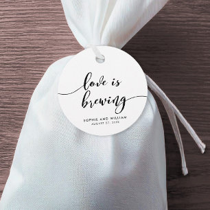 Black & White Relax Script Love is Brewing Wedding Favor Tags