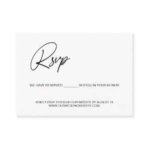 Black white reserved seat Photo wedding website  Enclosure Card