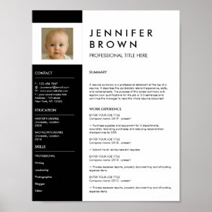 Black White resume cv photography digital download Poster