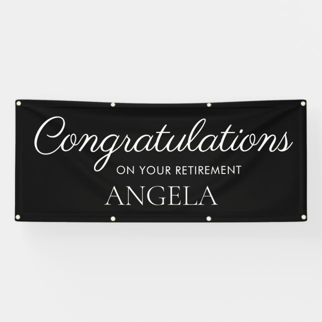 Black White Retirement Congratulations Banner (Horizontal)