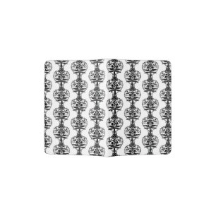 Black & White Retro Art Deco Flowers Print Pattern Passport Holder