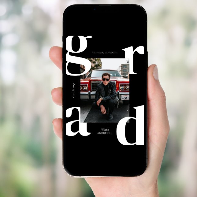 Black & White Retro Bold Class of 2024 Graduation Invitation (Front Digital)