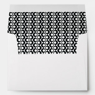 Black & White Retro Circles Pattern-Lined Envelope