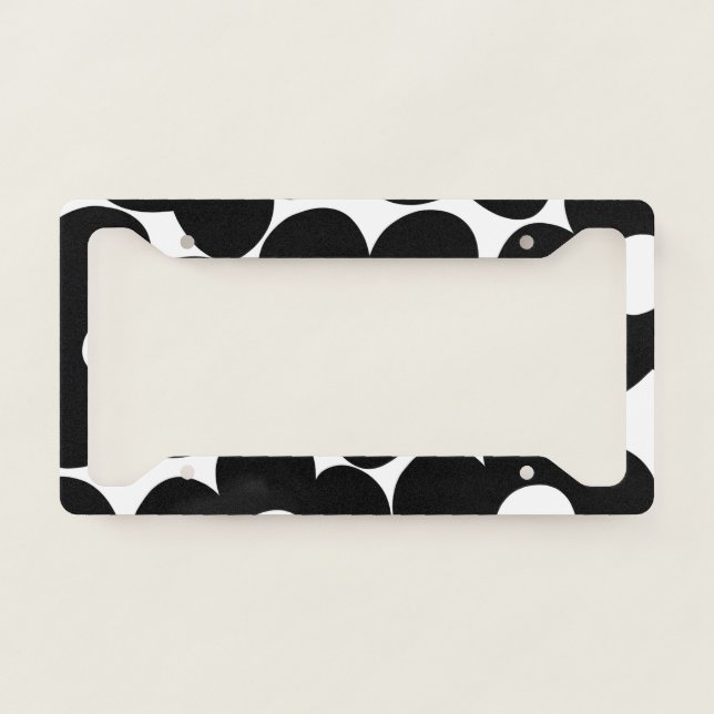 Black & White Retro Daisies #1 #decor #art License Plate Frame (Front)
