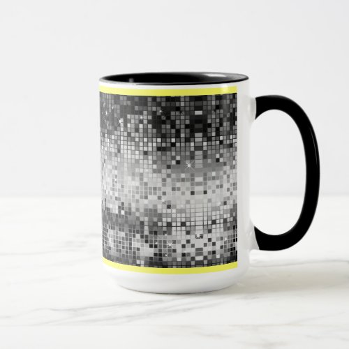 Black  White Retro DiscoBall Mirrors Pattern Mug