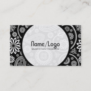 Black & White Retro Flower Paisley-Template Business Card