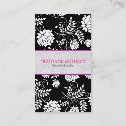 Black &amp; White Retro Flowers And Swirls-Template Business Cards