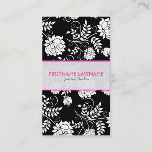 Customizable Black & White Retro Flowers And Swirls-Template Business Cards