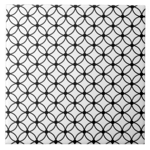 Black & White Retro Geometric Abstract Pattern Ceramic Tile