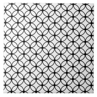 Black & White Retro Geometric Abstract Pattern Ceramic Tile