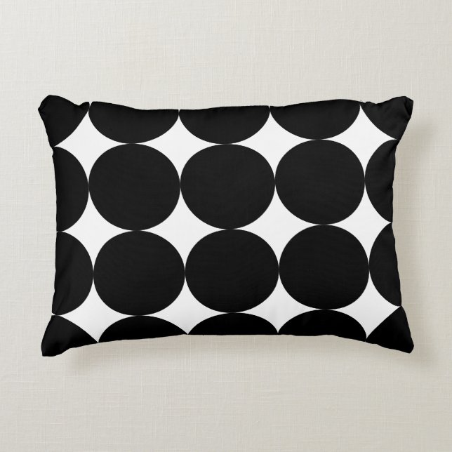 Black White Retro Geometric Circle Pattern  Accent Pillow (Front)