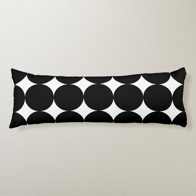 Black White Retro Geometric Circle Pattern  Body Pillow (Front)