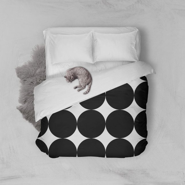 Black White Retro Geometric Circle Pattern  Duvet Cover (Creator Uploaded)