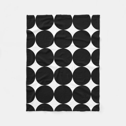 Black White Retro Geometric Circle Pattern Fleece Blanket