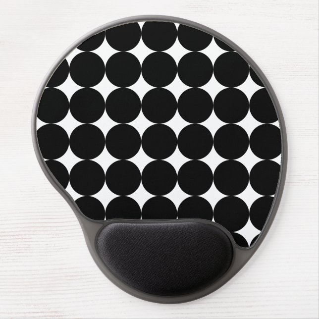 Black White Retro Geometric Circle Pattern  Gel Mouse Pad (Front)