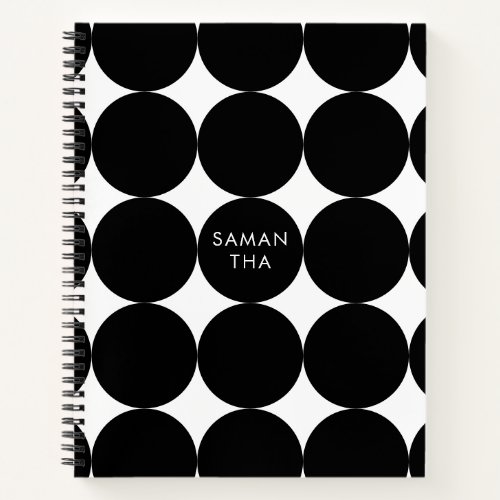 Black White Retro Geometric Circle Pattern   Notebook