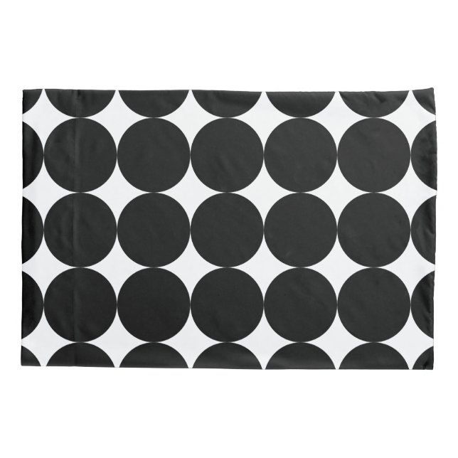 Black White Retro Geometric Circle Pattern Pillow Case (Back)