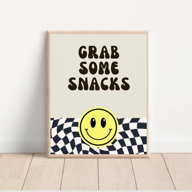 Black & white retro grab some Snacks food sign (Creator Uploaded)