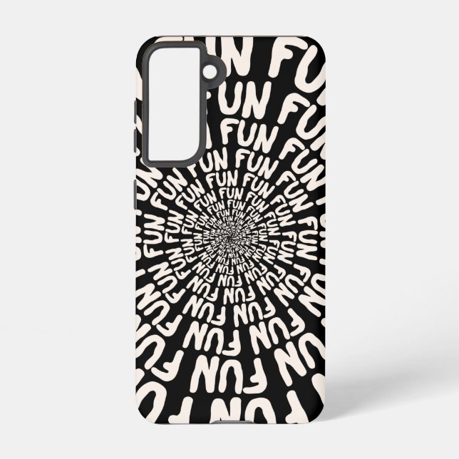 Black white retro groovy fun concentric circle samsung galaxy case (Back)