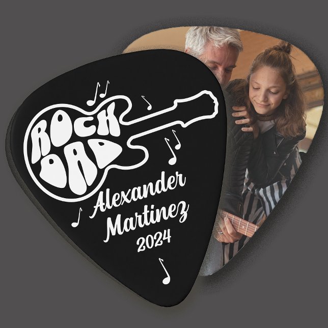 Black White Retro Groovy Rock Dad Photo Guitar Pick (Creator Uploaded)