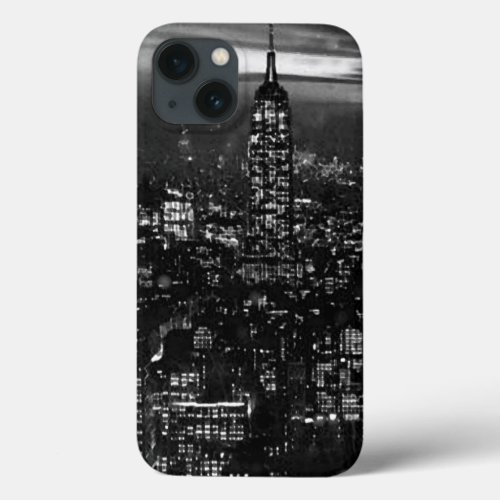 Black White Retro New York City iPhone 13 Case