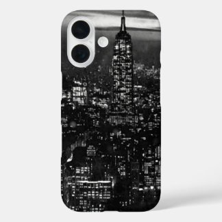 Black White Retro New York City iPhone 16 Case