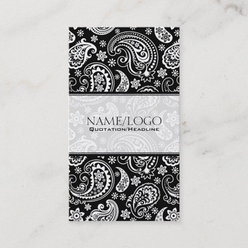 Customizable Black &amp; White Retro Paisley Pattern 2 Design Business Cards