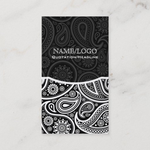 Customizable Black &amp; White Retro Paisley Pattern Business Card Templates