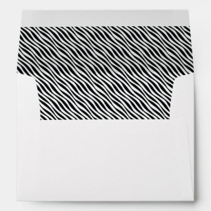 Black & White Retro Pattern, Funky Diagonal Waves Envelope