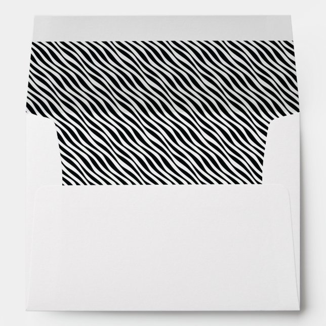 Black & White Retro Pattern, Funky Diagonal Waves Envelope (Back (Bottom))