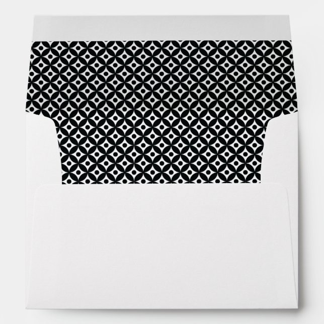 Black & White Retro Pattern-Lined, Circles Envelope (Back (Bottom))