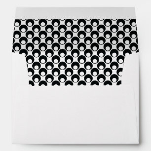 Black & White Retro Pattern-Lined Open Circles Envelope