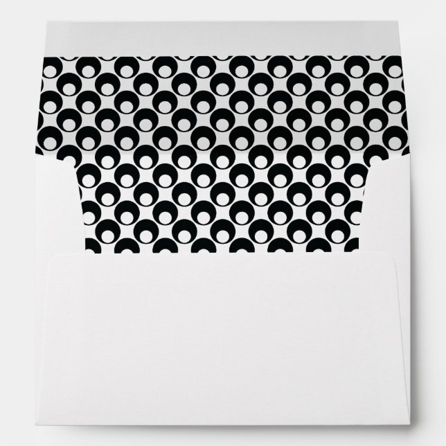 Black & White Retro Pattern-Lined Open Circles Envelope (Back (Bottom))