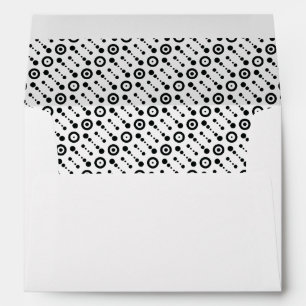 Black & White Retro Pattern-Lined Rings & Circles Envelope