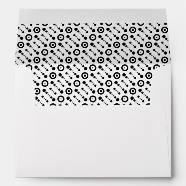Black & White Retro Pattern-Lined Rings & Circles Envelope (Back (Bottom))