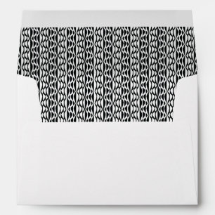 Black & White Retro Pattern-Lined, Vertical Waves Envelope