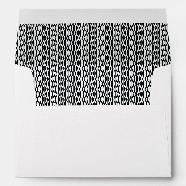 Black & White Retro Pattern-Lined, Vertical Waves Envelope (Back (Bottom))
