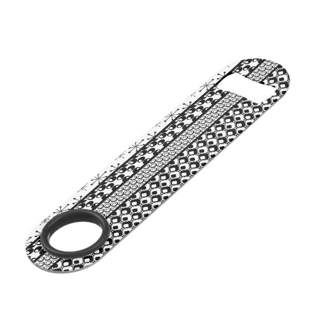 Black & White Retro Pattern Stripes 1 Bar Key (Front Angled)