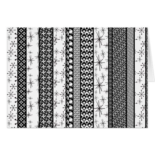 Black & White Retro Pattern Stripes 1 Cards (Front Horizontal)