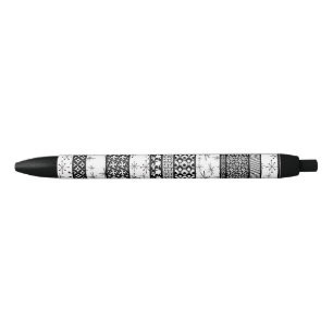 Black & White Retro Pattern Stripes 1 Pen