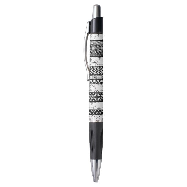 Black & White Retro Pattern Stripes 1 Pen (Top (Vertical))