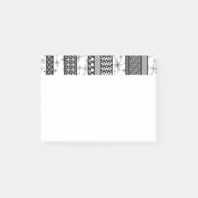 Black & White Retro Pattern Stripes 1 Post-it Notes (Front)