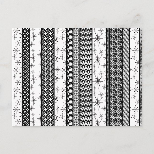 Black & White Retro Pattern Stripes 1 Postcard (Front)