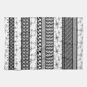 Black & White Retro Pattern Stripes 1 Towel