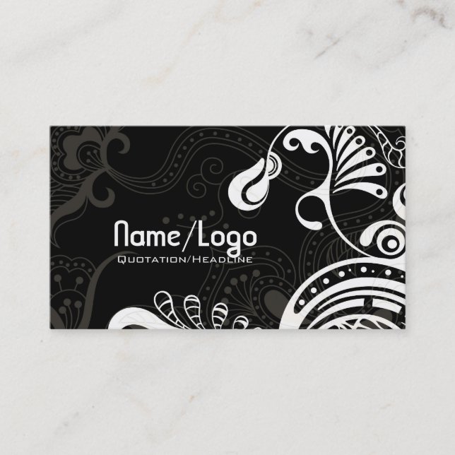 Black & White Retro Phoenix Bird-Template Business Card (Front)