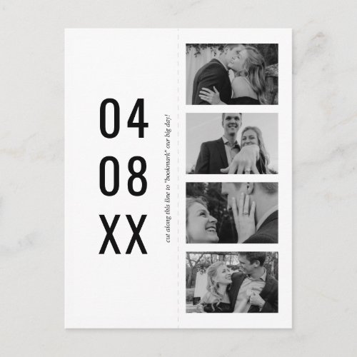 Black  White Retro Photo Bookmark Save the Date Invitation Postcard